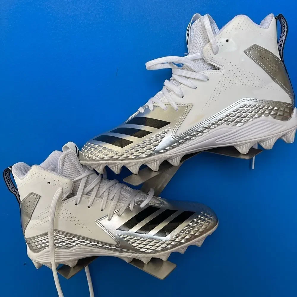 Adidas FREAK VON Mid Football Cleats White/Silver Mens Size 9.5-11